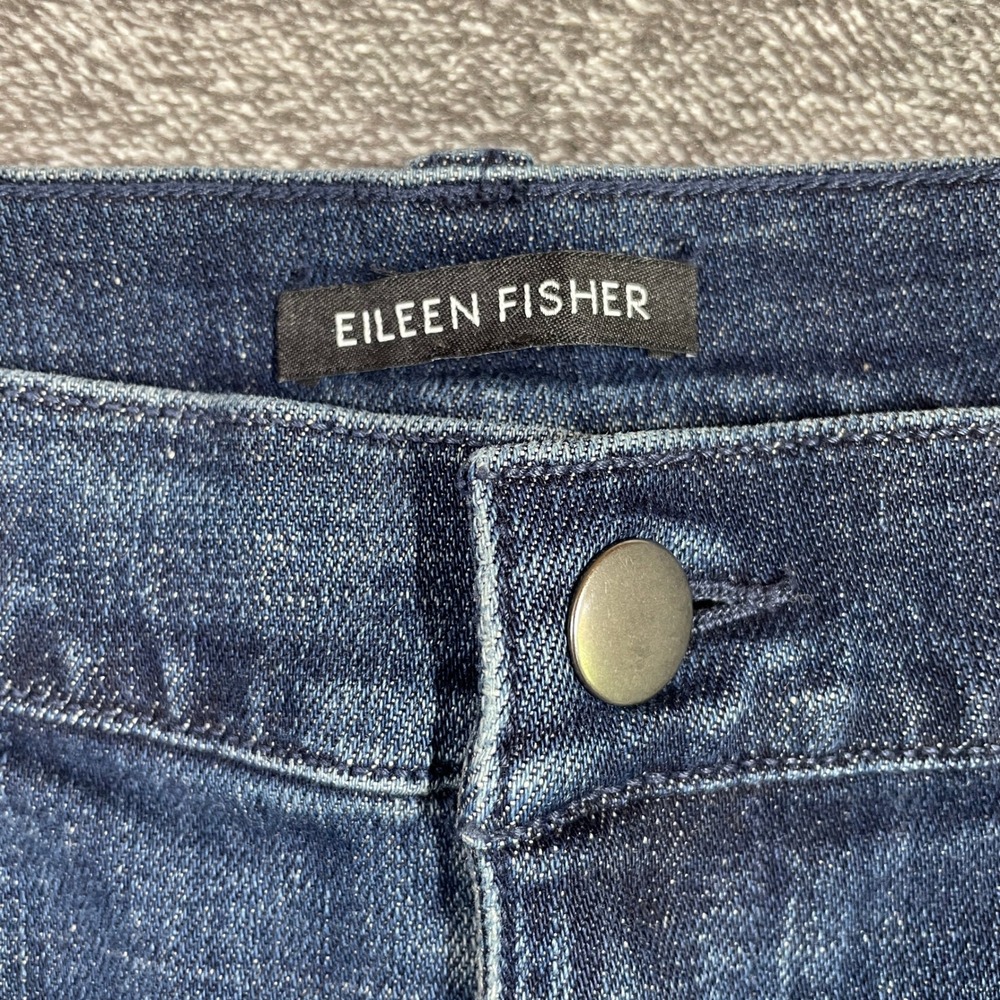 Eileen Fisher Womens Organic Cotton Seam Detail Tapered Jeans Blue Denim 14 - Picture 2 of 7